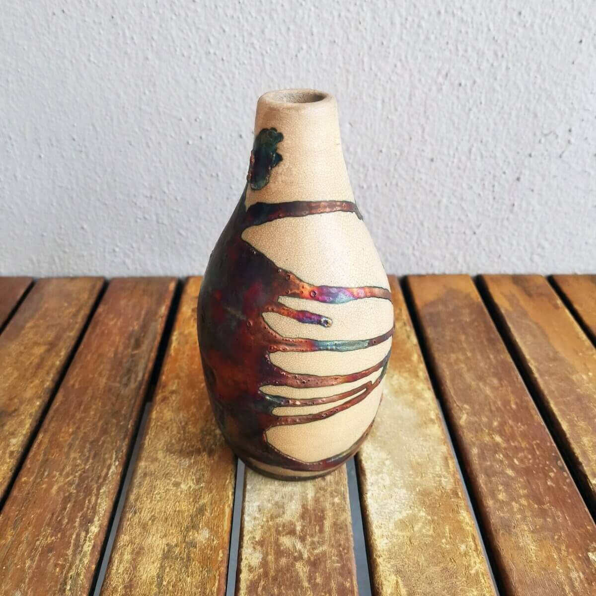 Raku pottery vase ceramic home decor