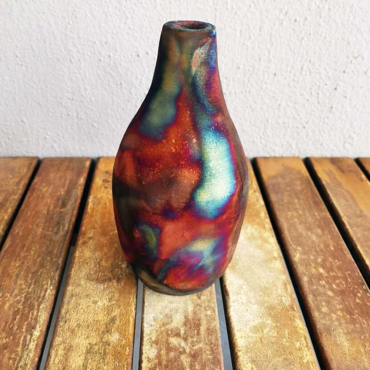 Raku pottery vase ceramic home decor