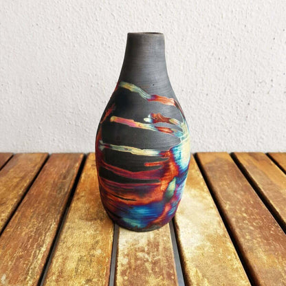 Raku pottery vase ceramic home decor