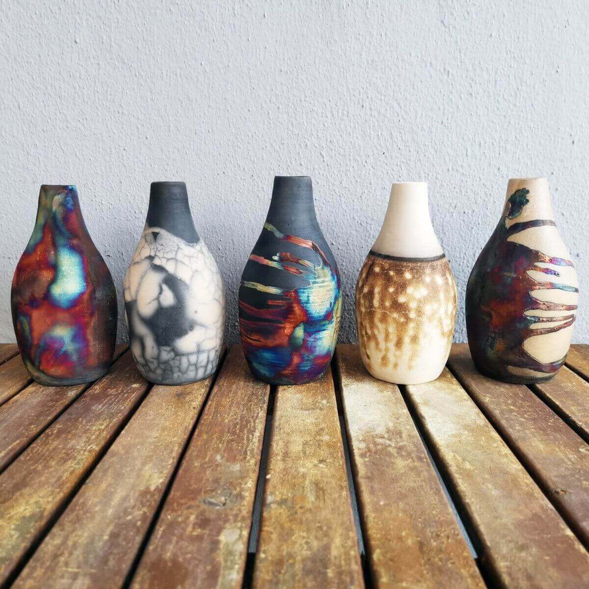 Raku pottery vase ceramic home decor