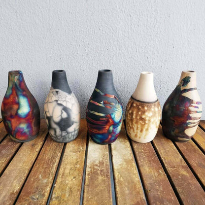 Raku pottery vase ceramic home decor