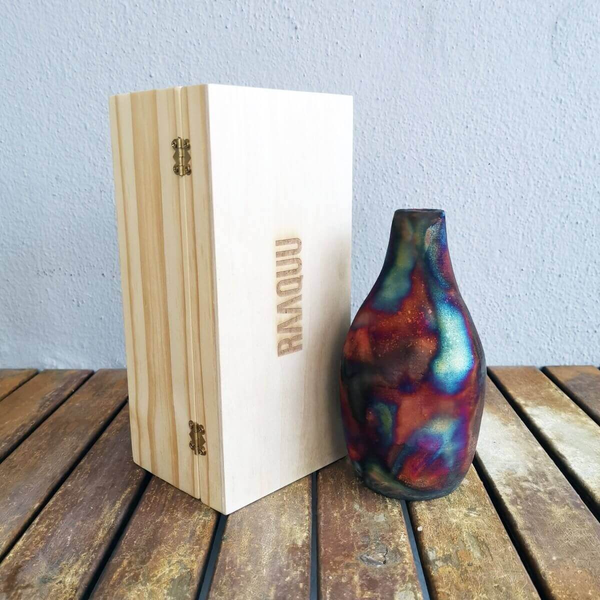 Natsu Ceramic Raku Pottery Vase with Gift Box Unique Handmade ceramic pottery raku vases, urns, and home decor, sculptures, wall decor, gifts by Adil Ghani