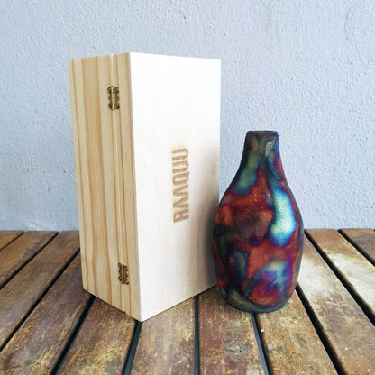 Natsu Ceramic Raku Pottery Vase with Gift Box Unique Handmade ceramic pottery raku vases, urns, and home decor, sculptures, wall decor, gifts by Adil Ghani