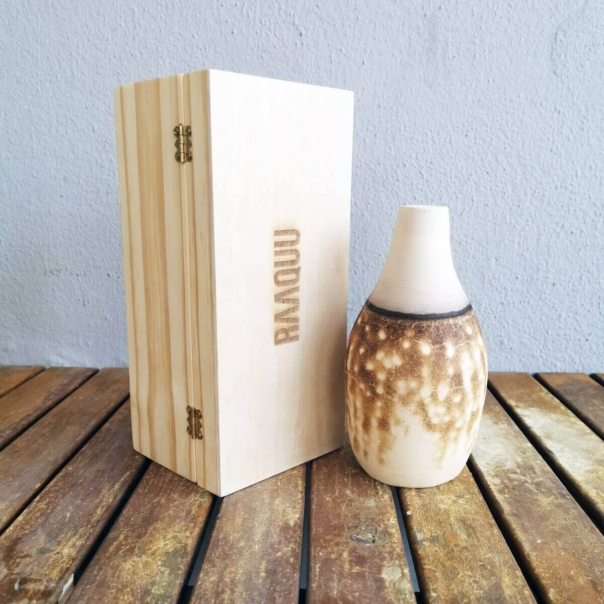 Natsu Ceramic Raku Pottery Vase with Gift Box Unique Handmade ceramic pottery raku vases, urns, and home decor, sculptures, wall decor, gifts by Adil Ghani