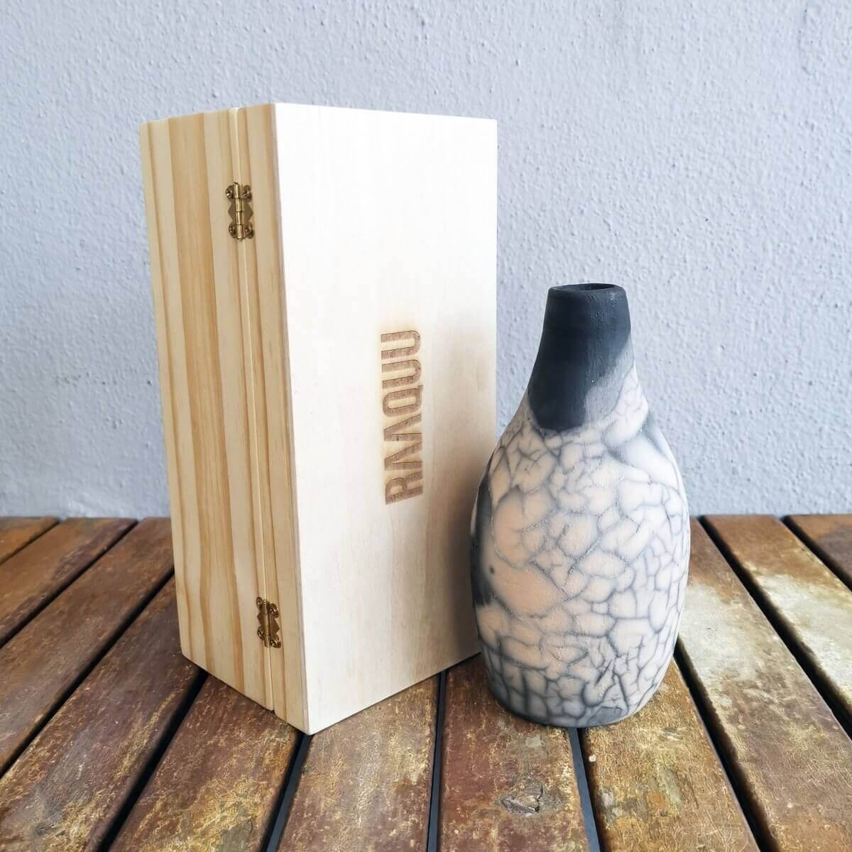 Natsu Ceramic Raku Pottery Vase with Gift Box Unique Handmade ceramic pottery raku vases, urns, and home decor, sculptures, wall decor, gifts by Adil Ghani