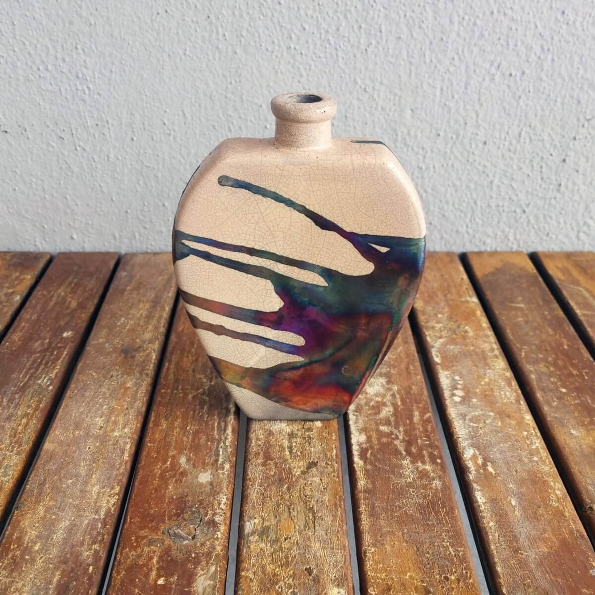 Nozomu Ceramic Raku Pottery Vase Unique Handmade ceramic pottery raku vases, urns, and home decor, sculptures, wall decor, gifts by Adil Ghani