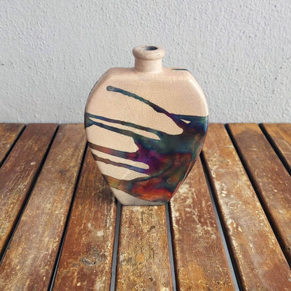 Nozomu Ceramic Raku Pottery Vase Unique Handmade ceramic pottery raku vases, urns, and home decor, sculptures, wall decor, gifts by Adil Ghani