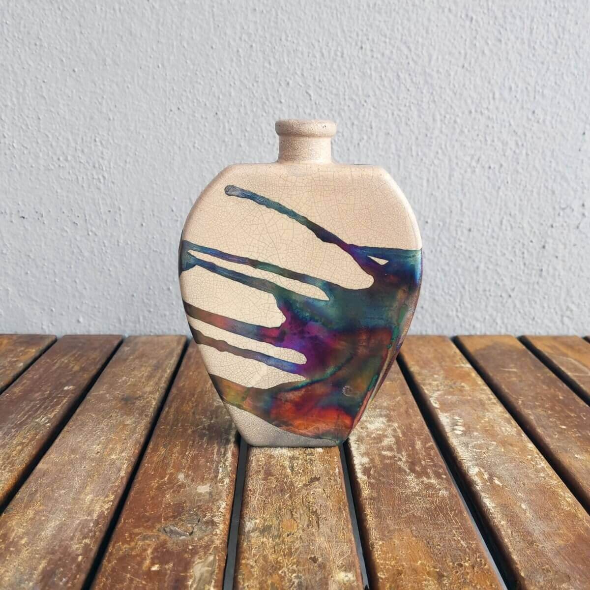 Nozomu Ceramic Raku Pottery Vase Unique Handmade ceramic pottery raku vases, urns, and home decor, sculptures, wall decor, gifts by Adil Ghani