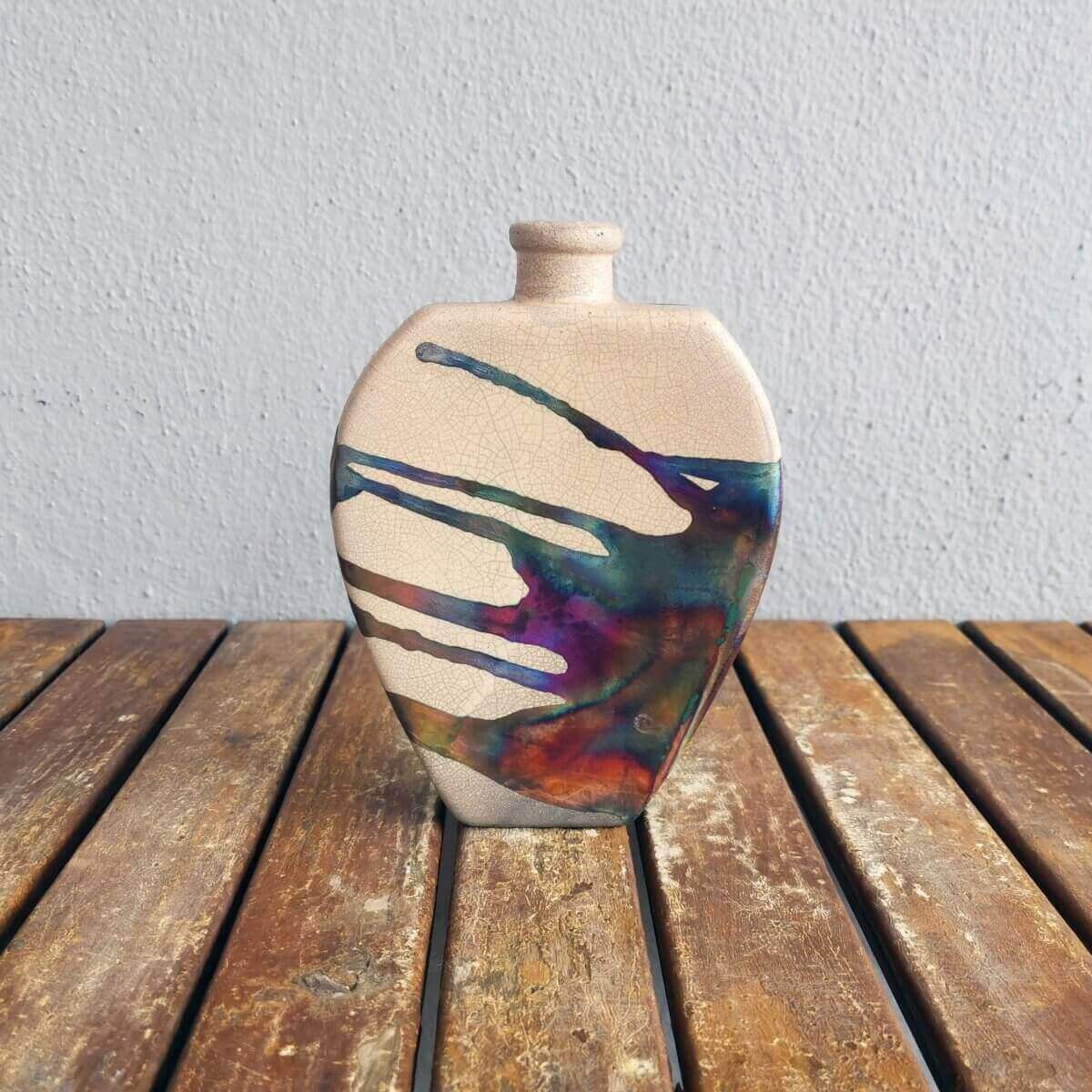 Raku pottery vase ceramic home decor
