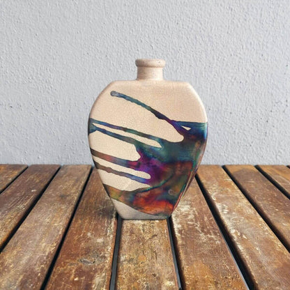 Nozomu Ceramic Raku Pottery Vase Unique Handmade ceramic pottery raku vases, urns, and home decor, sculptures, wall decor, gifts by Adil Ghani