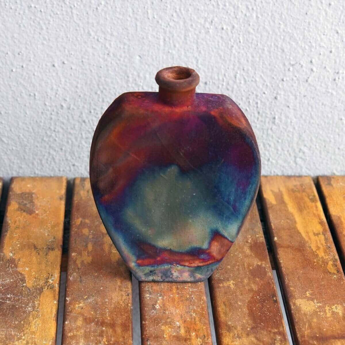 Raku pottery vase ceramic home decor