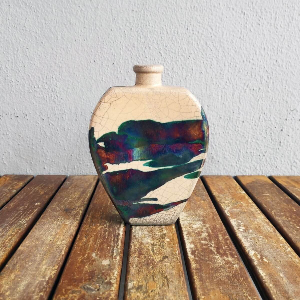 Nozomu Ceramic Raku Pottery Vase Unique Handmade ceramic pottery raku vases, urns, and home decor, sculptures, wall decor, gifts by Adil Ghani