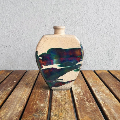 Nozomu Ceramic Raku Pottery Vase Unique Handmade ceramic pottery raku vases, urns, and home decor, sculptures, wall decor, gifts by Adil Ghani