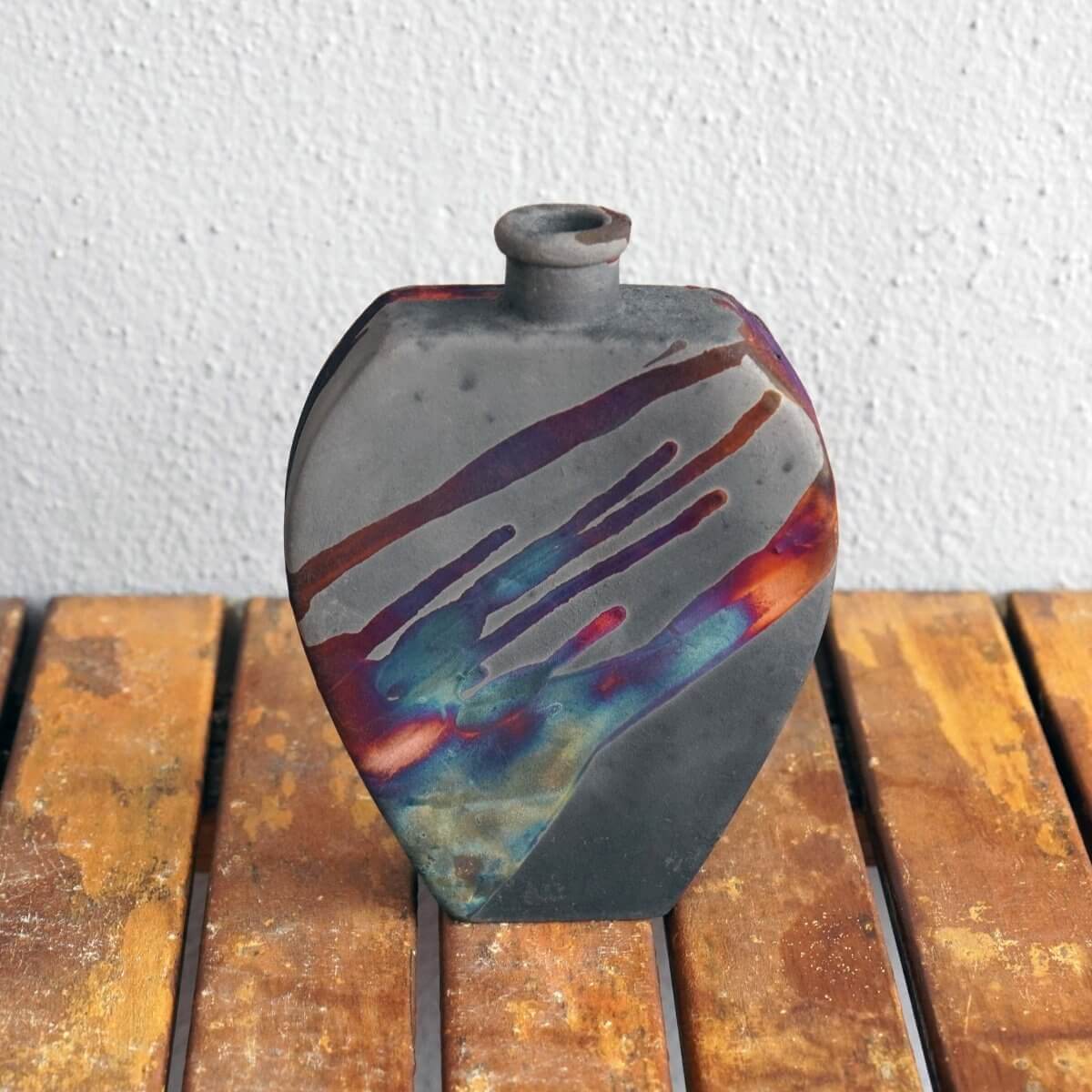 Nozomu Ceramic Raku Pottery Vase Unique Handmade ceramic pottery raku vases, urns, and home decor, sculptures, wall decor, gifts by Adil Ghani
