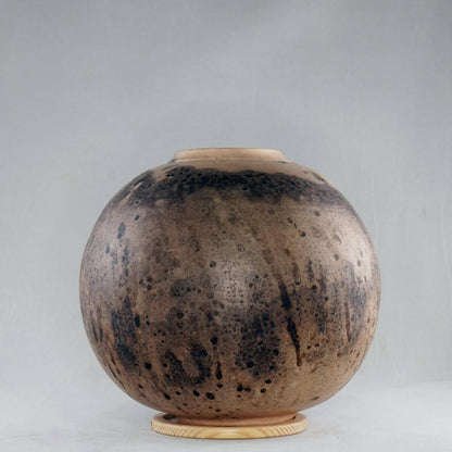 Raku pottery vase ceramic home decor RAAQUU Large Globe Ceramic Vase Obvara S/N0000094 10" Raku Pottery