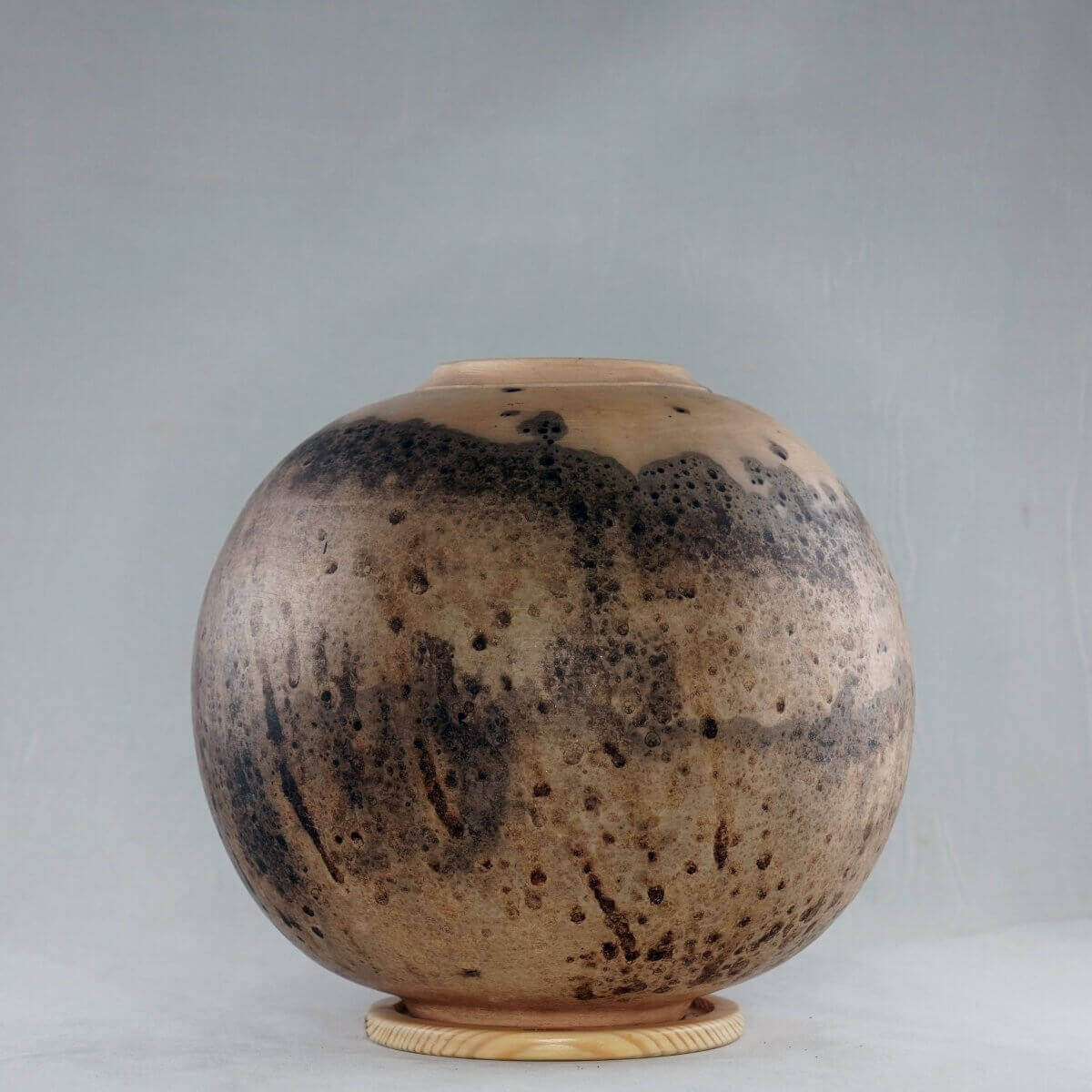Raku pottery vase ceramic home decor RAAQUU Large Globe Ceramic Vase Obvara S/N0000094 10" Raku Pottery