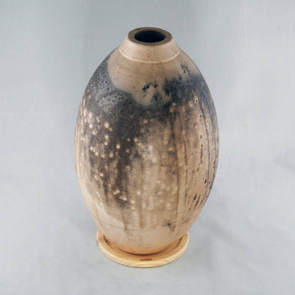 Raku pottery vase ceramic home decor RAAQUU Large Oval Ceramic Vase Obvara S/N0000209 12.5" Raku Pottery