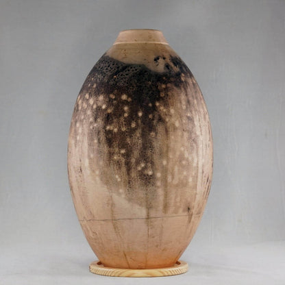 Raku pottery vase ceramic home decor RAAQUU Large Oval Ceramic Vase Obvara S/N0000209 12.5" Raku Pottery