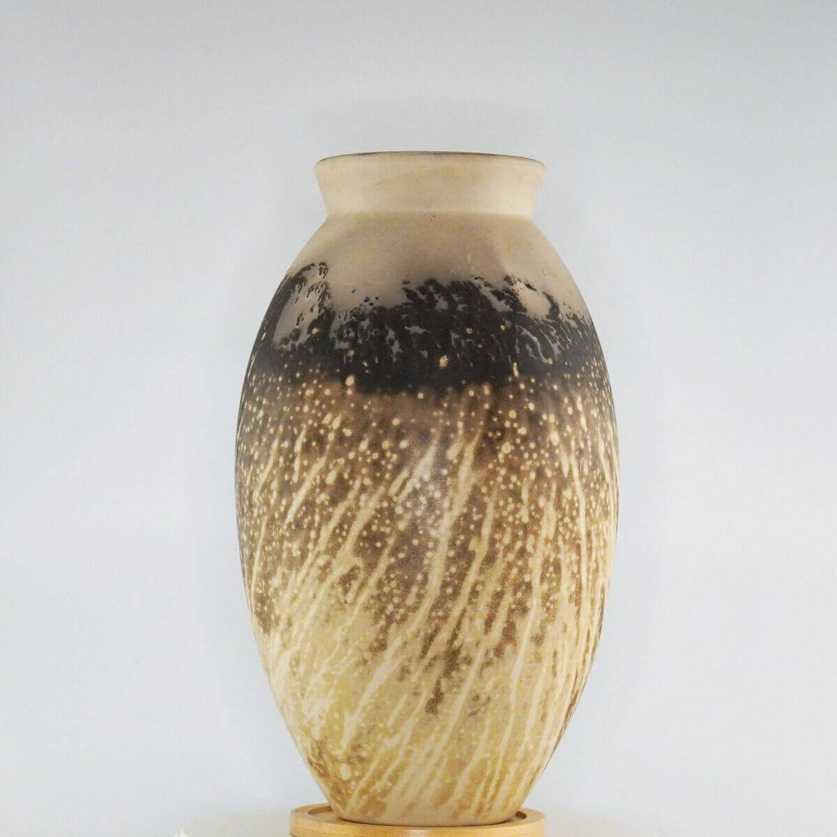 RAAQUU Large Oval Ceramic Vase Obvara S/N0000327 13.5" Raku Pottery Unique Handmade ceramic pottery raku vases, urns, and home decor, sculptures, wall decor, gifts by Adil Ghani