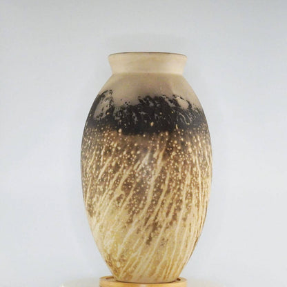 RAAQUU Large Oval Ceramic Vase Obvara S/N0000327 13.5" Raku Pottery Unique Handmade ceramic pottery raku vases, urns, and home decor, sculptures, wall decor, gifts by Adil Ghani