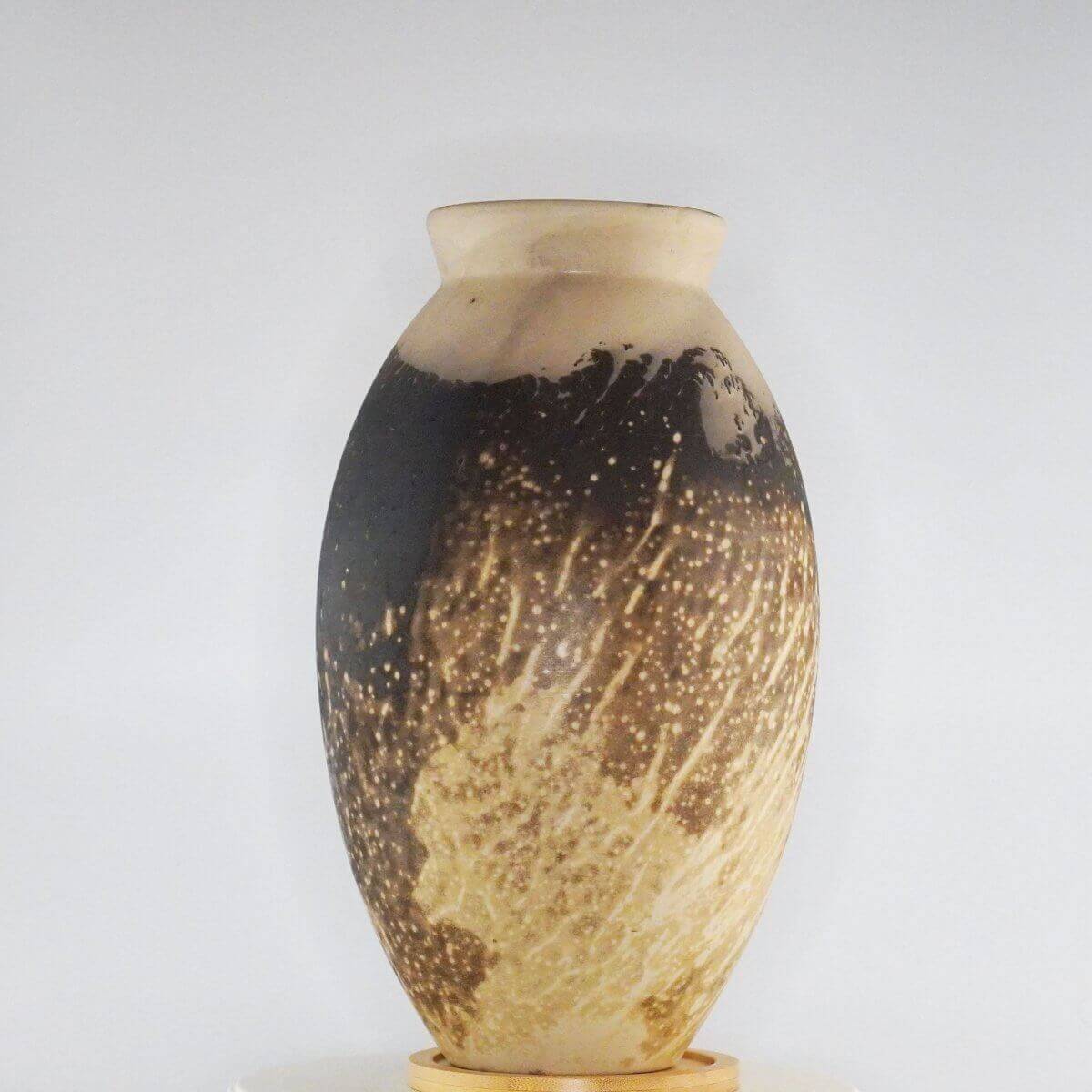 RAAQUU Large Oval Ceramic Vase Obvara S/N0000327 13.5" Raku Pottery Unique Handmade ceramic pottery raku vases, urns, and home decor, sculptures, wall decor, gifts by Adil Ghani
