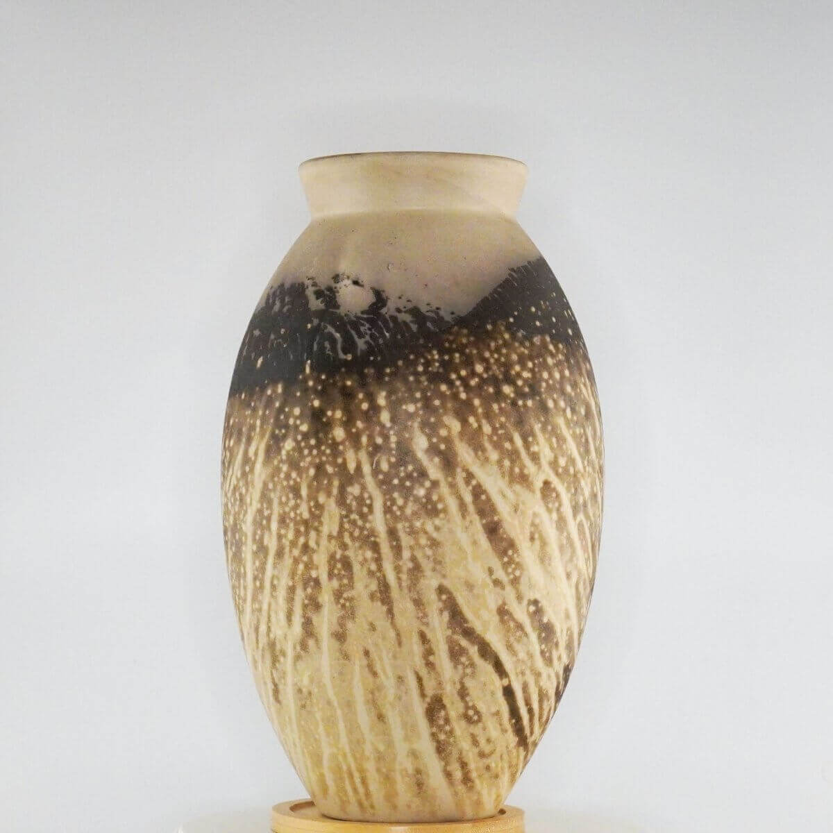 RAAQUU Large Oval Ceramic Vase Obvara S/N0000327 13.5" Raku Pottery Unique Handmade ceramic pottery raku vases, urns, and home decor, sculptures, wall decor, gifts by Adil Ghani