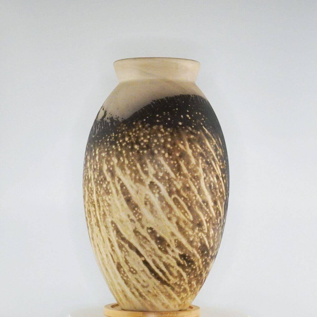 RAAQUU Large Oval Ceramic Vase Obvara S/N0000327 13.5" Raku Pottery Unique Handmade ceramic pottery raku vases, urns, and home decor, sculptures, wall decor, gifts by Adil Ghani