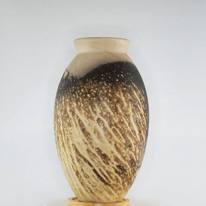 RAAQUU Large Oval Ceramic Vase Obvara S/N0000327 13.5" Raku Pottery Unique Handmade ceramic pottery raku vases, urns, and home decor, sculptures, wall decor, gifts by Adil Ghani