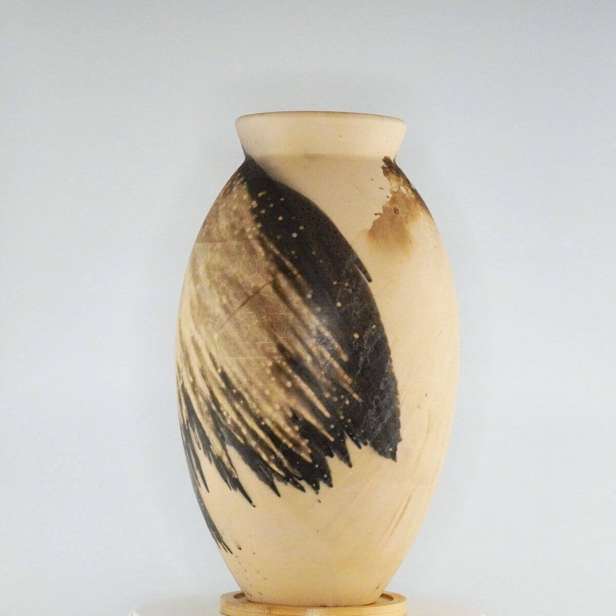 RAAQUU Large Oval Ceramic Vase Obvara S/N0000363 13.5" Raku Pottery Unique Handmade ceramic pottery raku vases, urns, and home decor, sculptures, wall decor, gifts by Adil Ghani