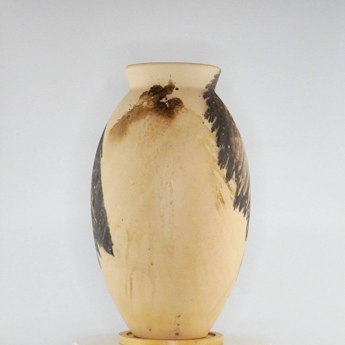 RAAQUU Large Oval Ceramic Vase Obvara S/N0000363 13.5" Raku Pottery Unique Handmade ceramic pottery raku vases, urns, and home decor, sculptures, wall decor, gifts by Adil Ghani