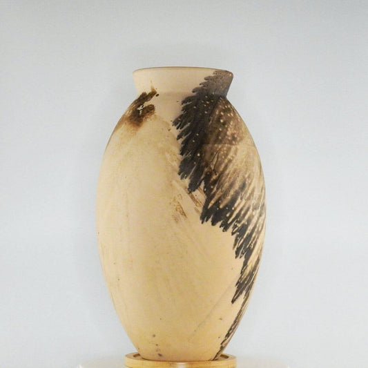 RAAQUU Large Oval Ceramic Vase Obvara S/N0000363 13.5" Raku Pottery Unique Handmade ceramic pottery raku vases, urns, and home decor, sculptures, wall decor, gifts by Adil Ghani