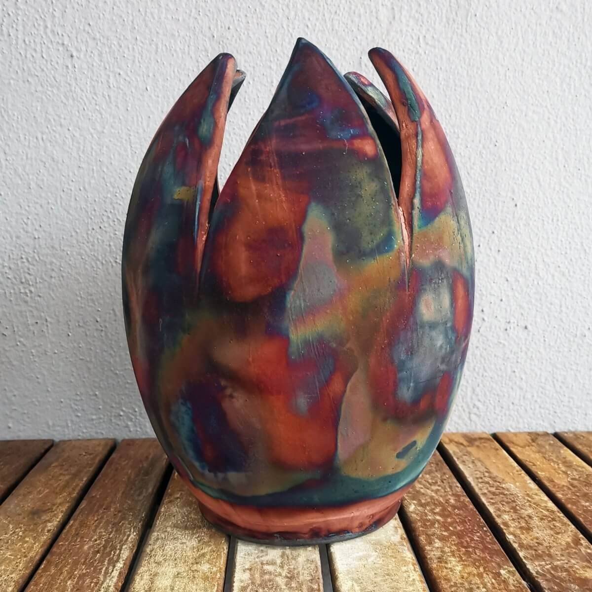 Pre-Order RAAQUU Large Flower Ceramic Vase 11" Raku Pottery with Serial Number Unique Handmade ceramic pottery raku vases, urns, and home decor, sculptures, wall decor, gifts by Adil Ghani