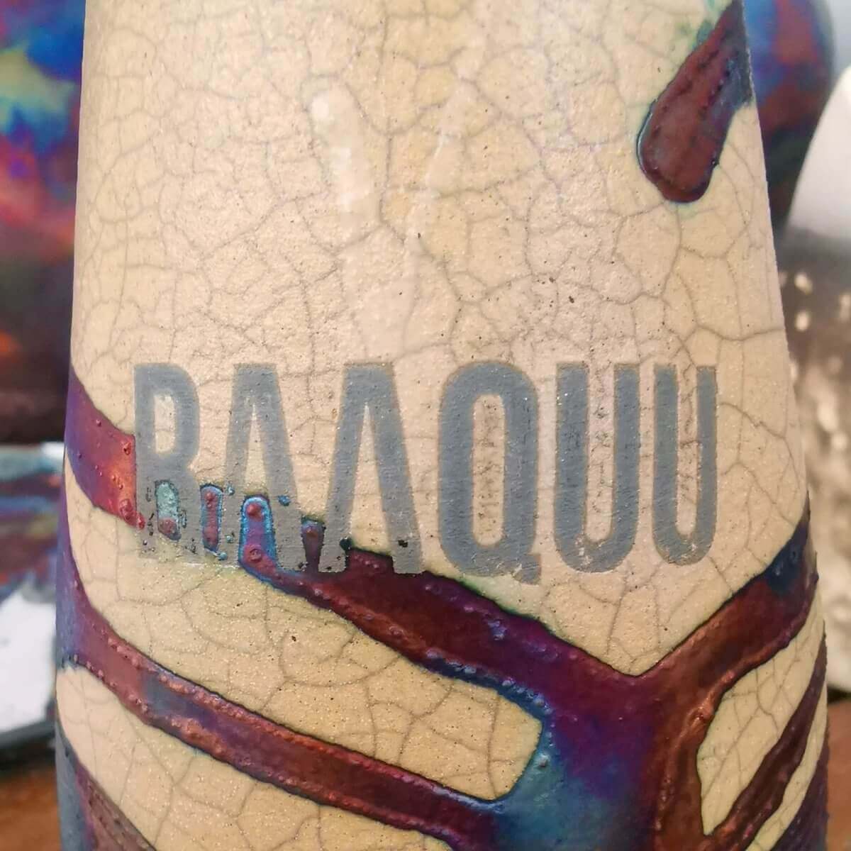 Pre-Order RAAQUU Large Flower Ceramic Vase 11" Raku Pottery with Serial Number Unique Handmade ceramic pottery raku vases, urns, and home decor, sculptures, wall decor, gifts by Adil Ghani