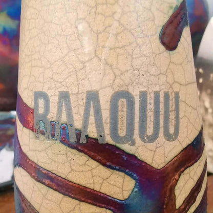 Pre-Order RAAQUU Large Flower Ceramic Vase 11" Raku Pottery with Serial Number Unique Handmade ceramic pottery raku vases, urns, and home decor, sculptures, wall decor, gifts by Adil Ghani