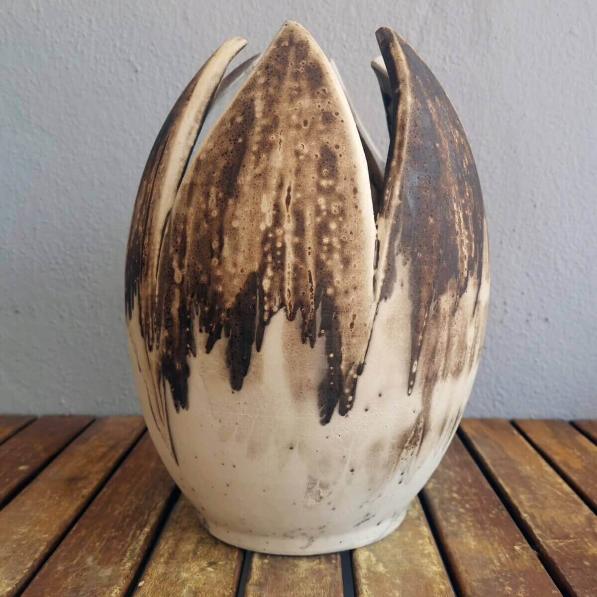 Pre-Order RAAQUU Large Flower Ceramic Vase 11" Raku Pottery with Serial Number Unique Handmade ceramic pottery raku vases, urns, and home decor, sculptures, wall decor, gifts by Adil Ghani