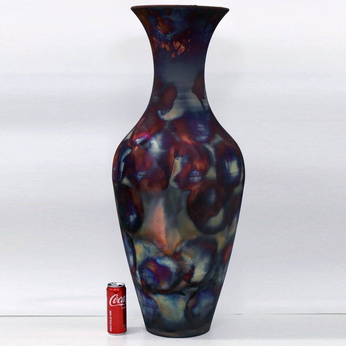 RAAQUU 37.5" Grand Floor Twin Pair Vases PREORDER Raku Ceramic Pottery Unique Handmade ceramic pottery raku vases, urns, and home decor, sculptures, wall decor, gifts by Adil Ghani