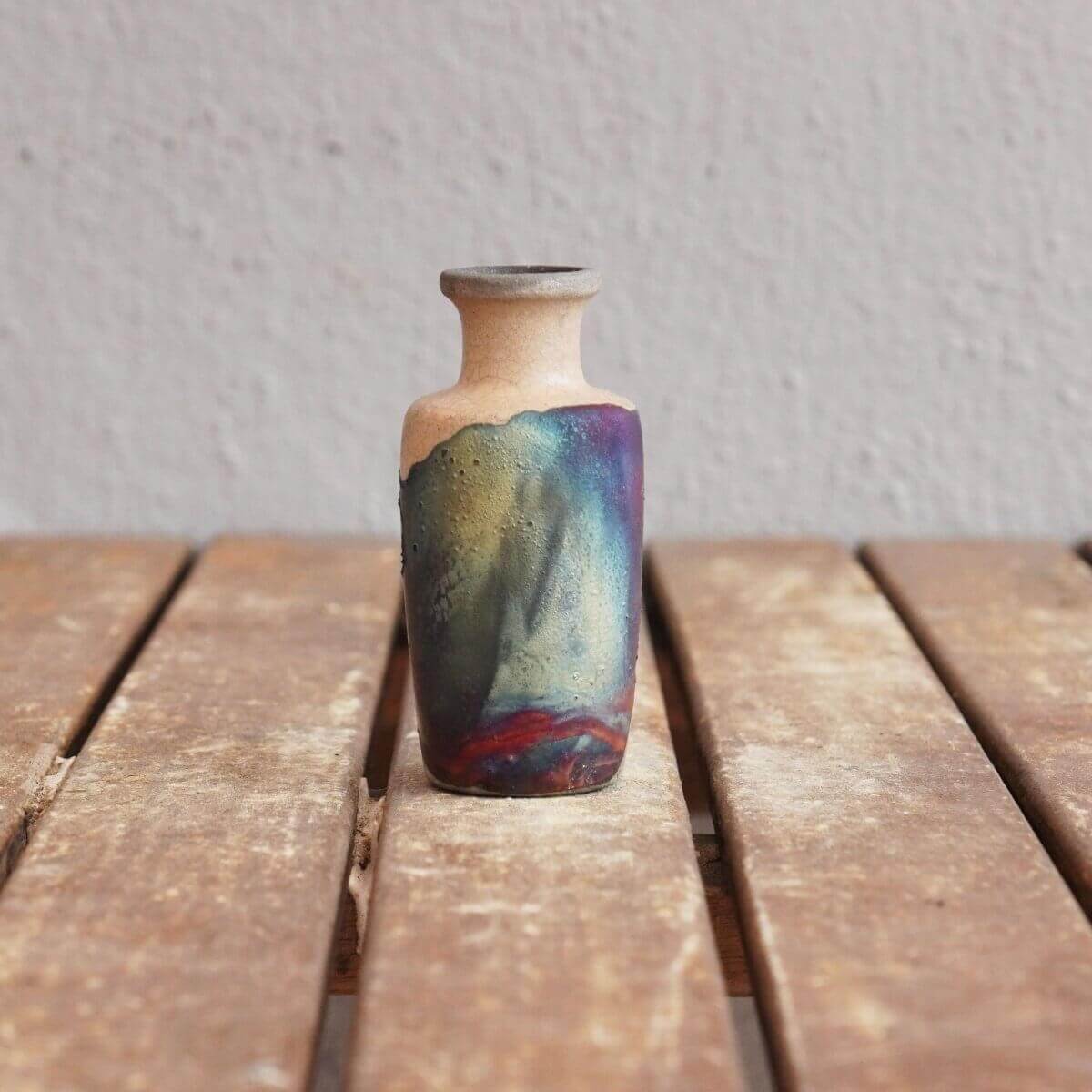 RAAQUU Hana E Mini Ceramic Vase 3.5" Raku Fired Pottery Gift Unique Handmade ceramic pottery raku vases, urns, and home decor, sculptures, wall decor, gifts by Adil Ghani