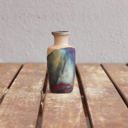 RAAQUU Hana E Mini Ceramic Vase 3.5" Raku Fired Pottery Gift Unique Handmade ceramic pottery raku vases, urns, and home decor, sculptures, wall decor, gifts by Adil Ghani