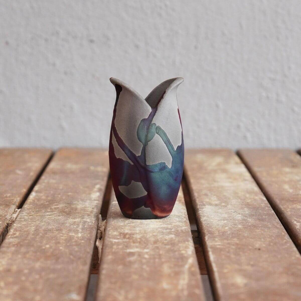RAAQUU Hana F Mini Ceramic Vase 3.5" Raku Fired Pottery Gift Unique Handmade ceramic pottery raku vases, urns, and home decor, sculptures, wall decor, gifts by Adil Ghani