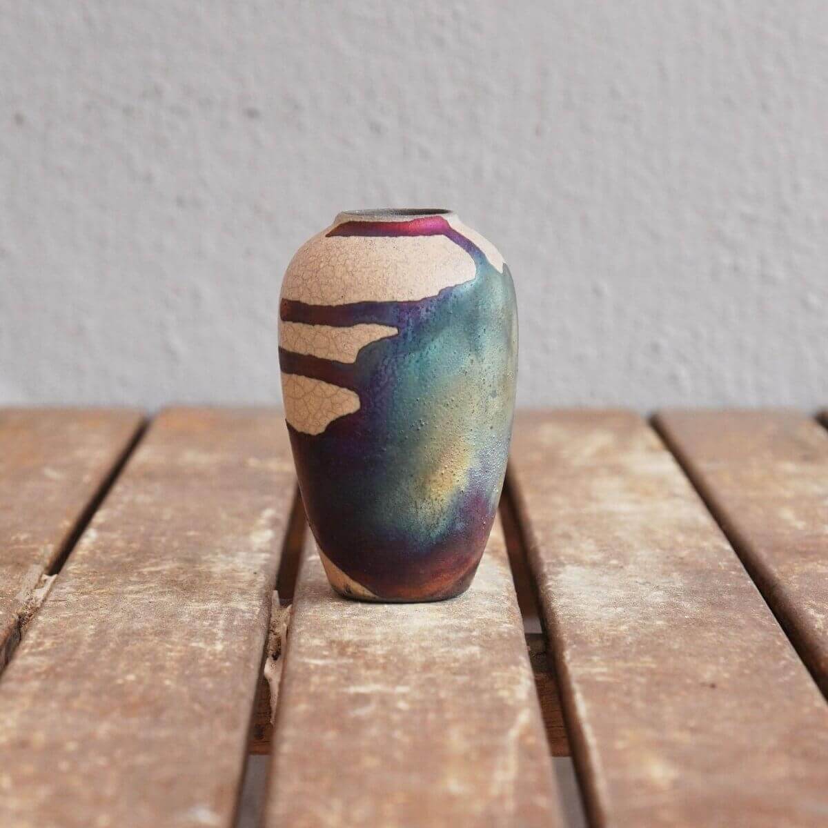 RAAQUU Hana L Mini Ceramic Vase 3.5" Raku Fired Pottery Gift Unique Handmade ceramic pottery raku vases, urns, and home decor, sculptures, wall decor, gifts by Adil Ghani
