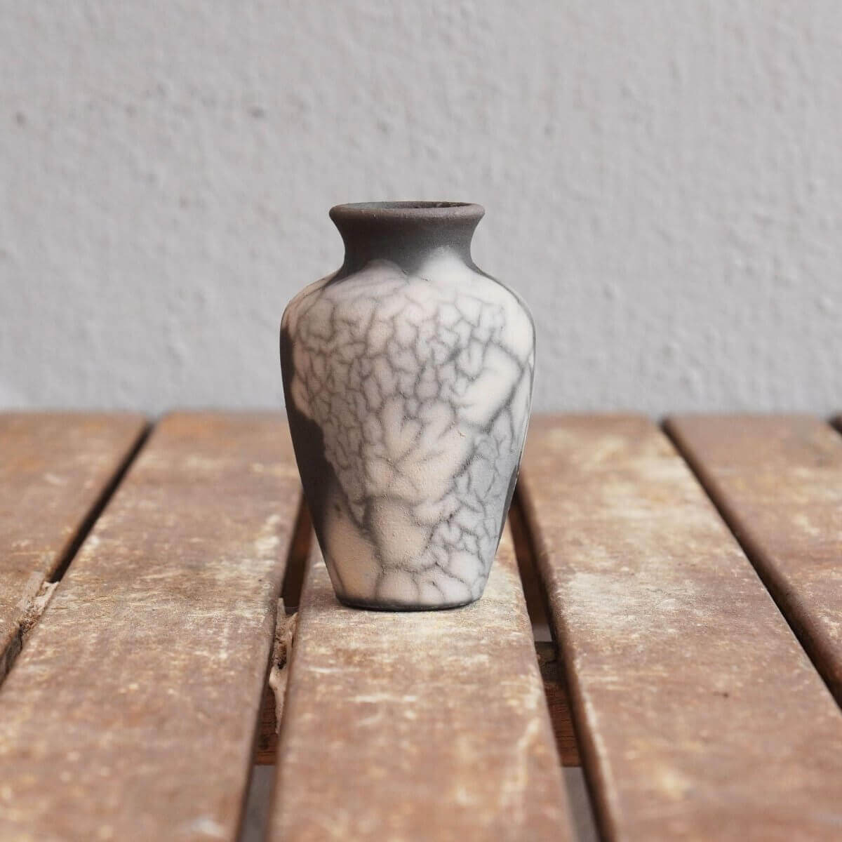 RAAQUU Hana O Mini Ceramic Vase 3.5" Raku Fired Pottery Gift Unique Handmade ceramic pottery raku vases, urns, and home decor, sculptures, wall decor, gifts by Adil Ghani