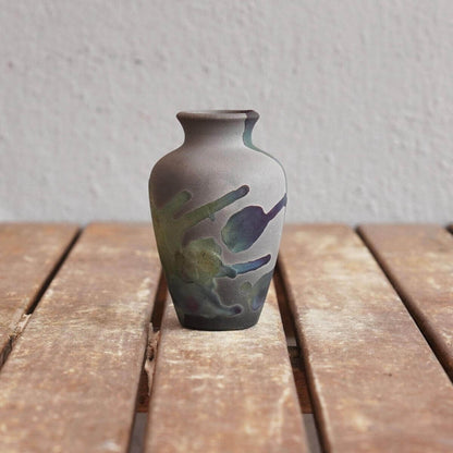 Raku pottery vase ceramic home decor