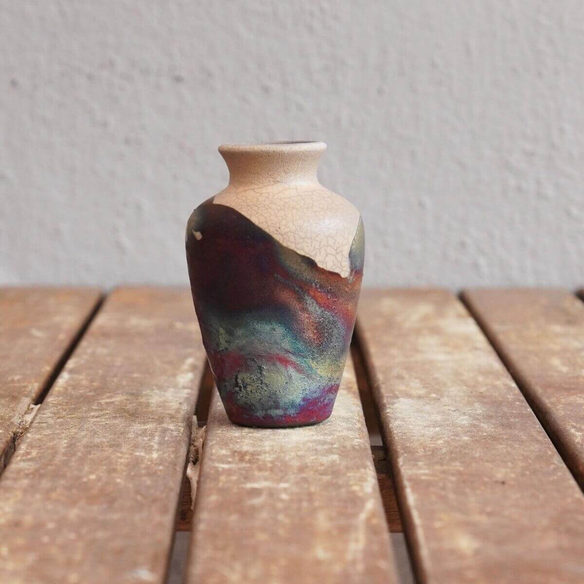 RAAQUU Hana O Mini Ceramic Vase 3.5" Raku Fired Pottery Gift Unique Handmade ceramic pottery raku vases, urns, and home decor, sculptures, wall decor, gifts by Adil Ghani