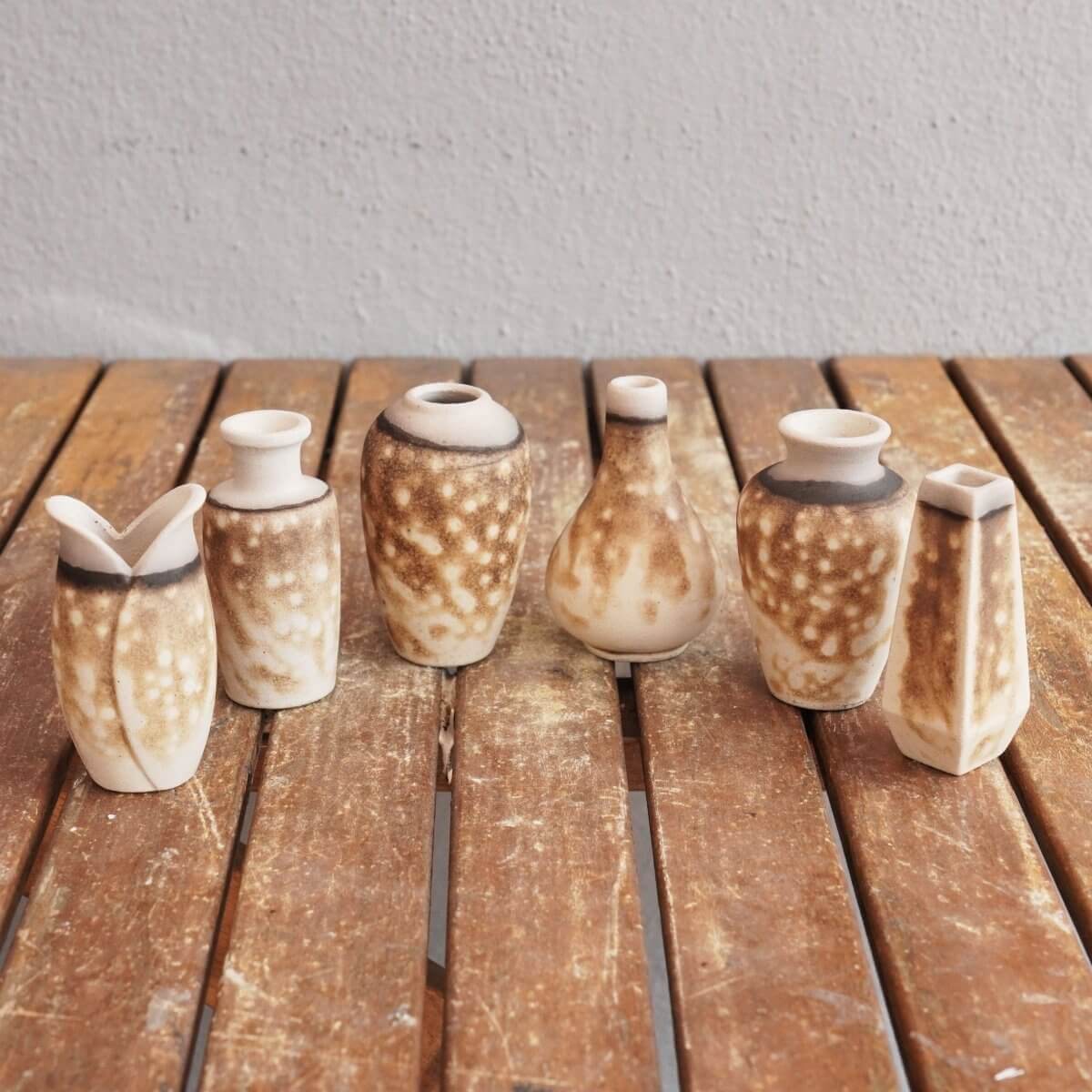 RAAQUU Hana Set Mini Ceramic Vase 3.5" Raku Fired Pottery Gift Unique Handmade ceramic pottery raku vases, urns, and home decor, sculptures, wall decor, gifts by Adil Ghani