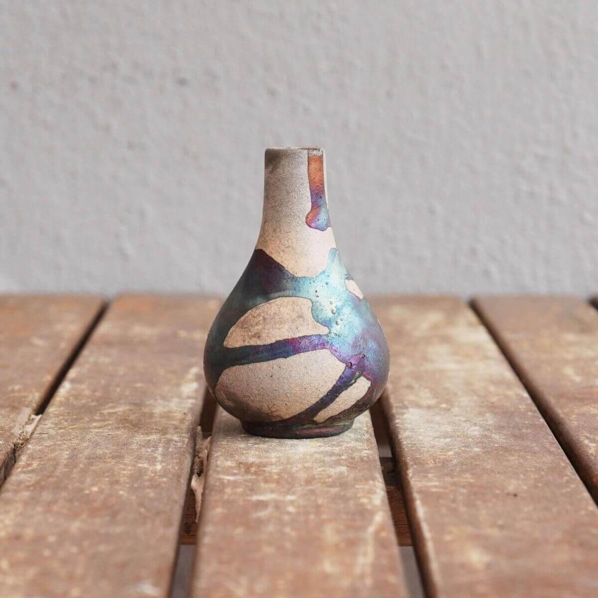 RAAQUU Hana W Mini Ceramic Vase 3.5" Raku Fired Pottery Gift Unique Handmade ceramic pottery raku vases, urns, and home decor, sculptures, wall decor, gifts by Adil Ghani