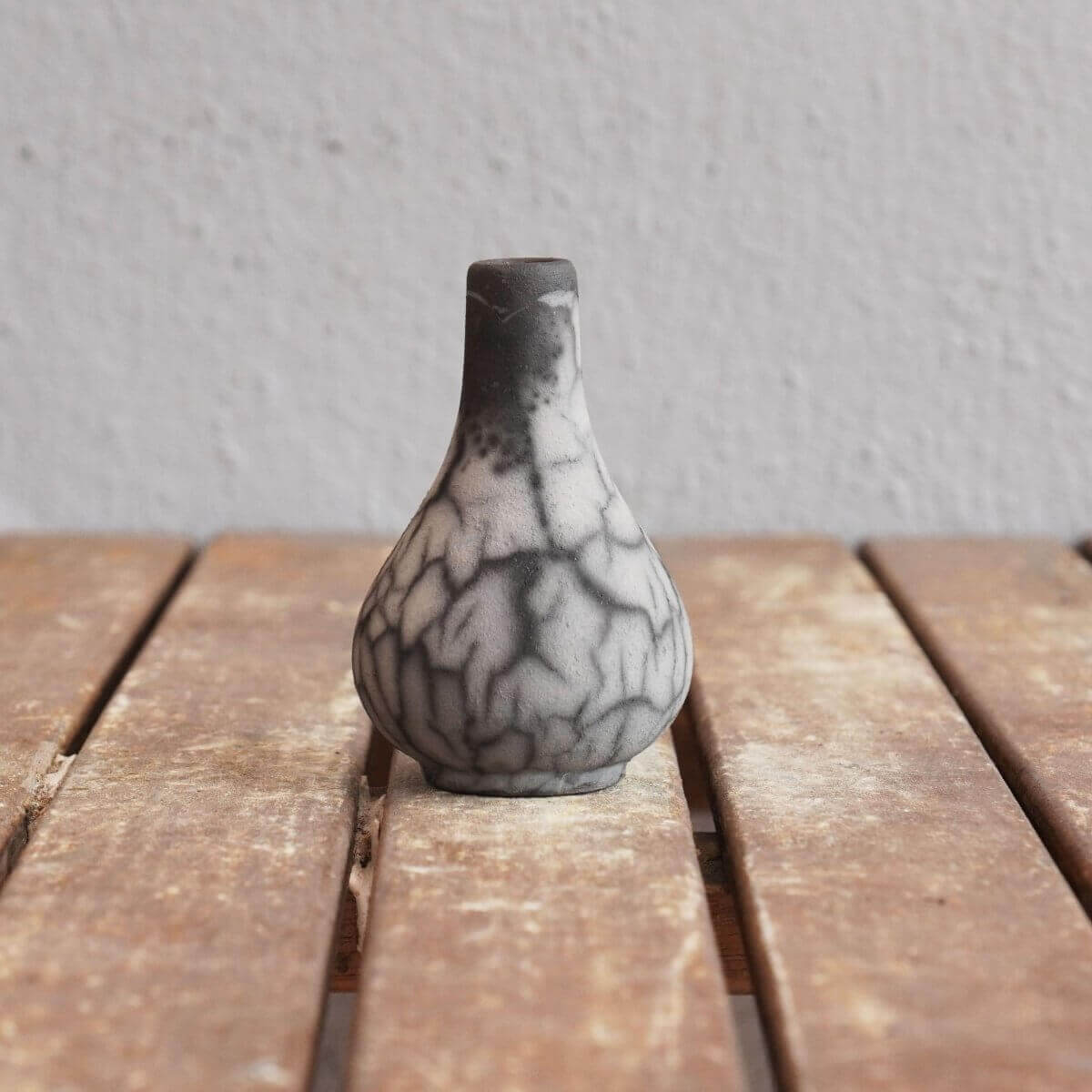 RAAQUU Hana W Mini Ceramic Vase 3.5" Raku Fired Pottery Gift Unique Handmade ceramic pottery raku vases, urns, and home decor, sculptures, wall decor, gifts by Adil Ghani