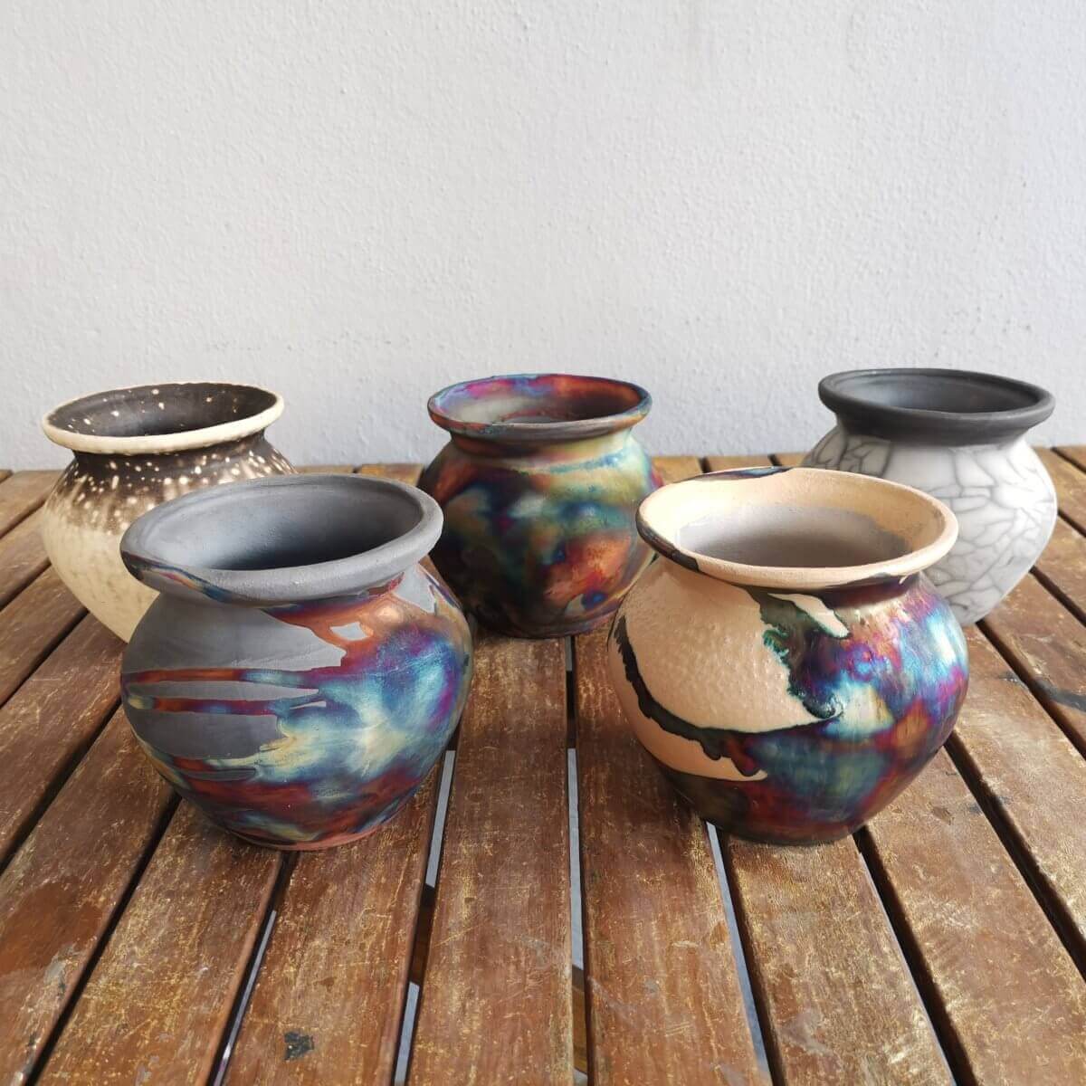 Raku pottery vase ceramic home decor