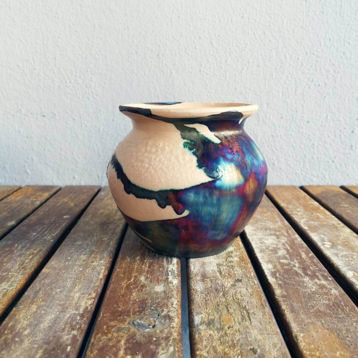 Raku pottery vase ceramic home decor