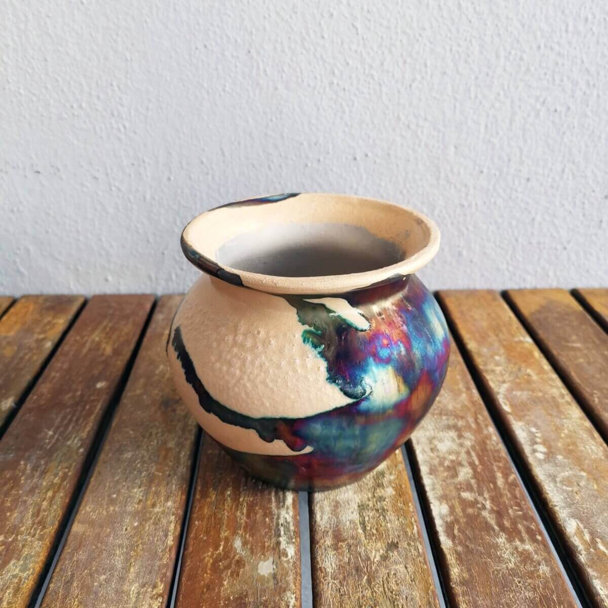 Raku pottery vase ceramic home decor