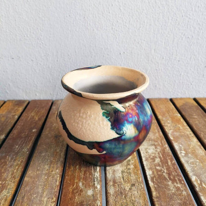 Raku pottery vase ceramic home decor